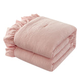 Chic Home Kensley Comforter Set Washed Crinkle Ruffled Flange Border Design Bedding Blush