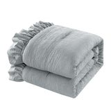 Chic Home Kensley Comforter Set Washed Crinkle Ruffled Flange Border Design Bedding Grey
