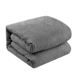 Chic Home Mayflower Comforter Set Embossed Medallion Scroll Pattern Design Bed In A Bag Grey
