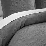 Chic Home Mayflower Comforter Set Embossed Medallion Scroll Pattern Design Bed In A Bag Grey