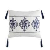 Chic Home Mayflower Comforter Set Embossed Medallion Scroll Pattern Design Bed In A Bag Navy