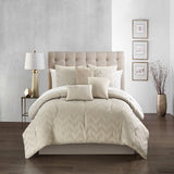 Chic Home Meredith Comforter Set Plush Ribbed Chevron Design Bedding Beige