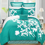 Chic Home Iris Elegant Reversible Contrast Luxury 7 Pieces Comforter Set Turquoise