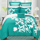 Chic Home Iris Elegant Reversible Contrast Luxury 7 Pieces Comforter Set Turquoise