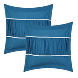 Chic Home Stieg 10 Pieces Comforter Set Complete BIB Pleated Ruched Ruffled Bedding With Sheet Set & Decorative Pillows Shams Teal