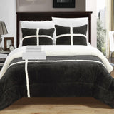 Chic Home Chloe Plush Microsuede Soft & Cozy Sherpa Lined 7 Pieces Comforter Bed In A Bag Set Black