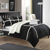 Chic Home Chloe Plush Microsuede Soft & Cozy Sherpa Lined 7 Pieces Comforter Bed In A Bag Set Black
