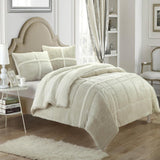 Chic Home Chloe Plush Microsuede Soft & Cozy Sherpa Lined 3 Pieces Comforter & Shams Set Beige