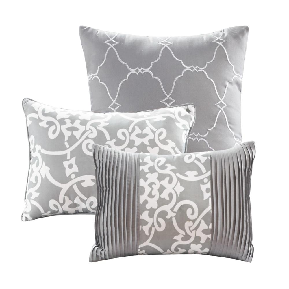 Chic Home Elegant Reversible Adler Motif 10 Pieces Comforter Bed In A Bag Sheets Decorative Pillows & Shams Grey