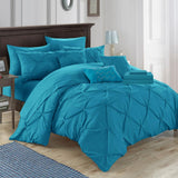 Chic Home Mycroft Pinch Pleated Ruffled Bed In A Bag Soft Microfiber Sheets 10 Pieces Comforter Decorative Pillows & Shams Turquoise