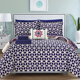 Chic Home Medallion Modern Pattern Microfiber 6/8 Pieces Comforter Bed In A Bag Sheet Set & Decorative Shams Navy