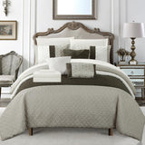 Chic Home Karras Quilted Embroidered Design Bed In A Bag Sheets 10 Pieces Comforter Decorative Pillows & Shams Brown