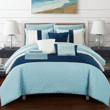 Chic Home Karras Quilted Embroidered Design Bed In A Bag Sheets 10 Pieces Comforter Decorative Pillows & Shams Blue