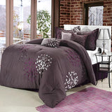 Cheila Plum  Comforter Bed In A Bag Set 8 Piece