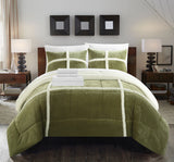 Chic Home Salander Ultra Plush Micro Mink Sherpa Lined Soft & Cozy BIB 7 Pieces Comforter Sheet Set & Decorative Shams Green