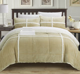 Chic Home Camille Mink Chloe Sherpa Soft Microfiber 7 Pieces Comforter Sheet Set Bed In A Bag Camel