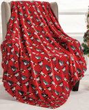 Plazatex Christmas Sloth Micro plush Decorative All Season Red Color 50" X 60" Throw Blanket