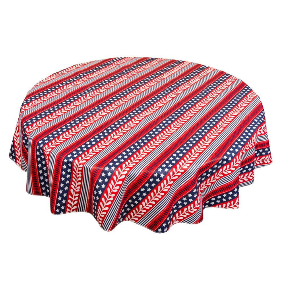 Carnation Home Fashions "Americana" Vinyl Flannel Backed Tablecloth - Red/White/Blue