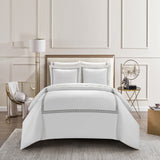 Lewiston 1500 Thread Count Cotton Blend Duvet Cover Set 7 Piece White by Chic Home