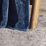 Dama Scroll All Season Embossed Pattern Ultra Soft and Cozy 50" x 60" Throw Blanket, Oxford Blue
