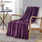 Dama Scroll All Season Embossed Pattern Ultra Soft and Cozy 50" x 60" Throw Blanket, Plum