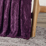 Dama Scroll All Season Embossed Pattern Ultra Soft and Cozy 50" x 60" Throw Blanket, Plum