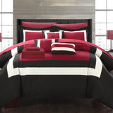 Chic Home Elegant Beaudine 10 Pieces Comforter Bed In A Bag Sheets Decorative Pillows & Shams Red