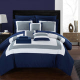 Chic Home Elegant Beaudine 10 Pieces Comforter Bed In A Bag Sheets Decorative Pillows & Shams Navy