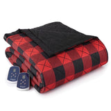 Shavel 100% Polyester Luxury Micro Flannel 7 Layers of Warmth Buffalo Check Electric Blanket
