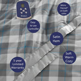 Shavel 100% Polyester Luxury Micro Flannel Reverse to Sherpa Carlton Plaid Electric Blanket