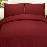 Plazatex Embossed Dobby Stripe Microfiber Comforter Bed In A Bag Set - Burgundy