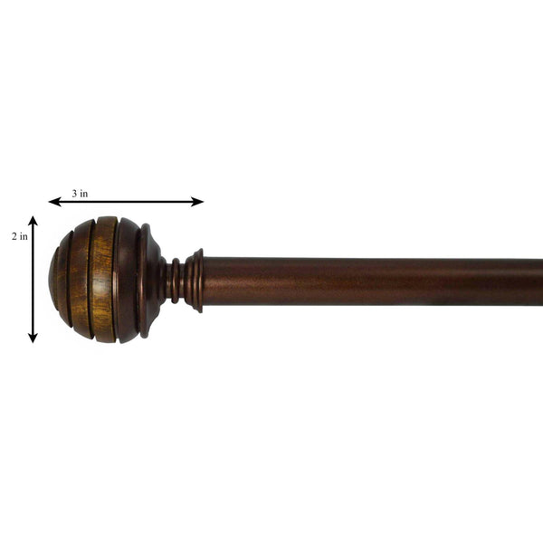 Versailles Exotique Ridges Steel Heavy Duty Curtain Rod Set for Windows Bronze