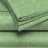 Emboss Vine All Season Super Soft Microfiber Sheet Set Green by Plazatex