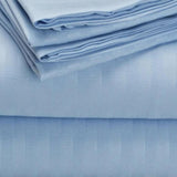 Embossed 1800 Series Wrinkle Resistant Soft Stripe Bed Sheet Set Ocean Blue by Plazatex