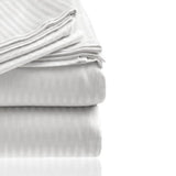 Embossed 1800 Series Wrinkle Resistant Stripe All Season Bed Sheet Set White by Plazatex