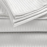 Embossed 1800 Series Wrinkle Resistant Stripe All Season Bed Sheet Set White by Plazatex