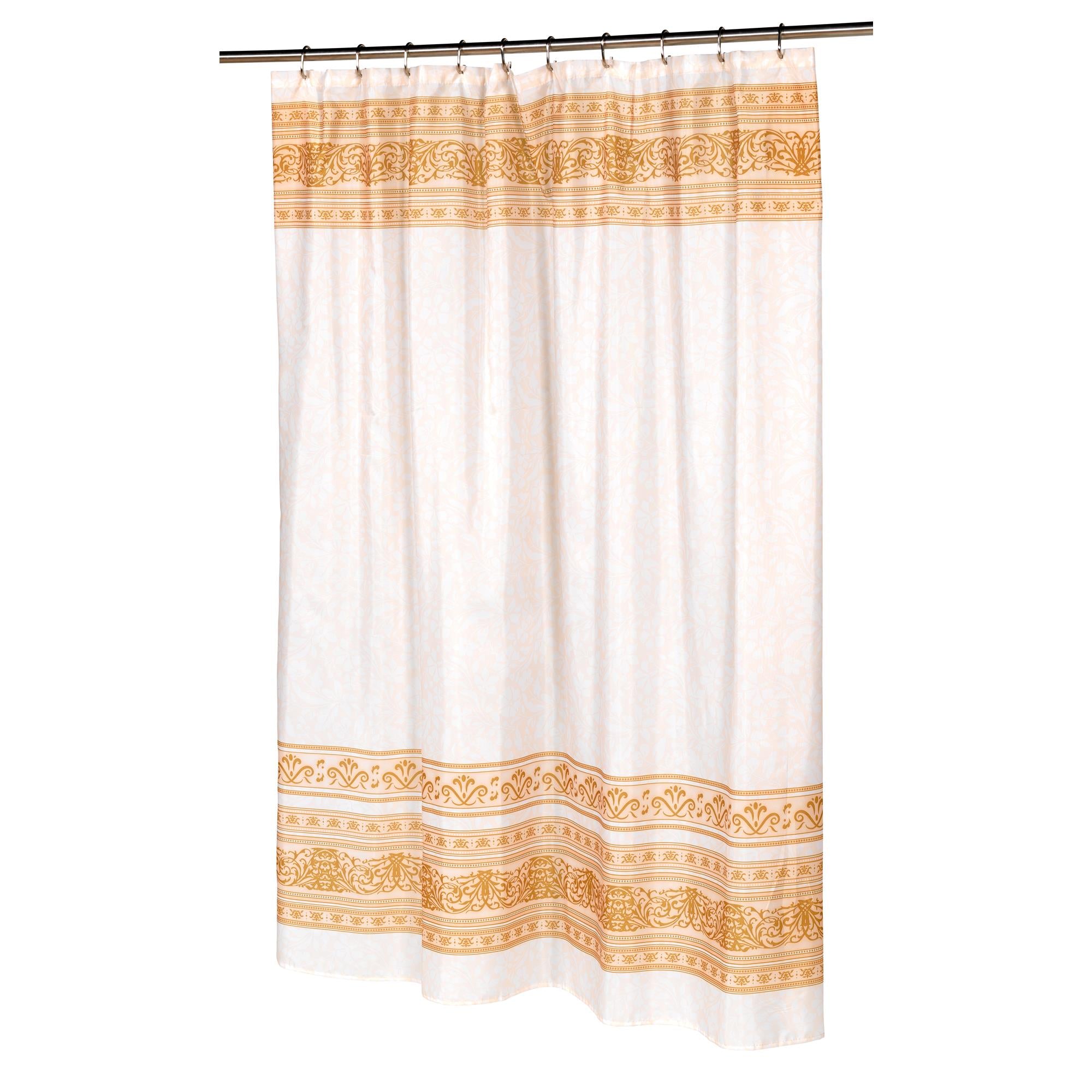 Carnation Home "Fleur" Fabric Shower Curtain in Gold