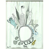 Carnation Home Fashions "Funky City" Heavier Weight 100% polyester Fabric shower curtain - Multi 70x72"