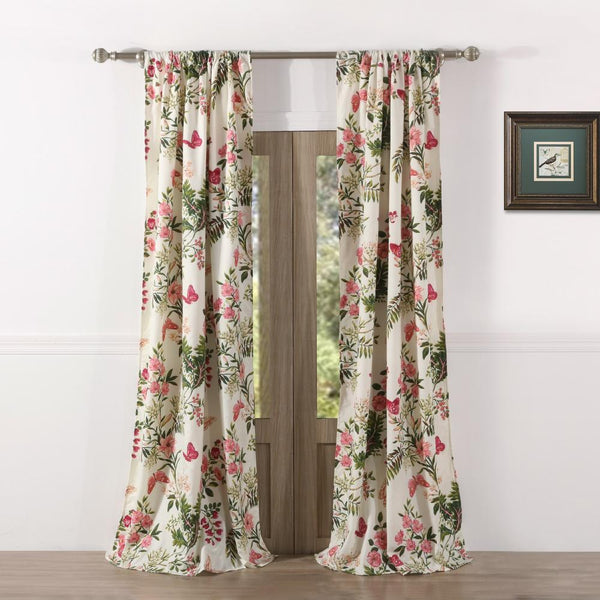 Greenland Home Fashion Butterflies Window Curtain Panels Pair with 2 Matching ti