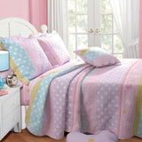 Greenland Home Fashion Polka Dot Stripe Quilt And Pillow Sham Set - Multi