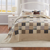 Greenland Home Fashions Oxford Plaid 100% Cotton Jumbo-Sized for Floor-Length Coverage Bedspread Set Taupe