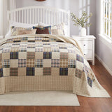 Greenland Home Fashions Oxford Plaid 100% Cotton Jumbo-Sized for Floor-Length Coverage Bedspread Set Taupe