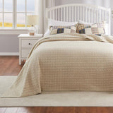 Greenland Home Fashions Oxford Plaid 100% Cotton Jumbo-Sized for Floor-Length Coverage Bedspread Set Taupe