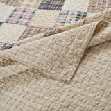 Greenland Home Fashions Oxford Plaid 100% Cotton Jumbo-Sized for Floor-Length Coverage Bedspread Set Taupe