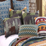 Greenland Home Fashion Black Bear Lodge Quilt Decorative Pillows and Sham Set - Multi