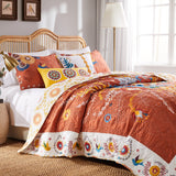 Greenland Home Fashions 100% Microfiber Polyester Topanga 5-Piece Quilt & Pillow Bonus Set Multi