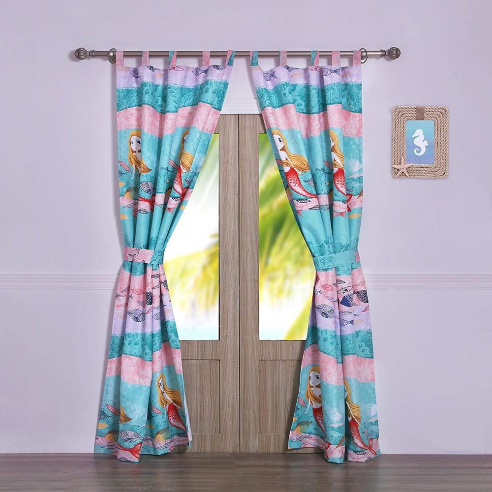 Greenland Home Fashion Mermaid's Window Curtain Panels Pair with Matching tie backs - 2 - Piece - Multi 42x84"