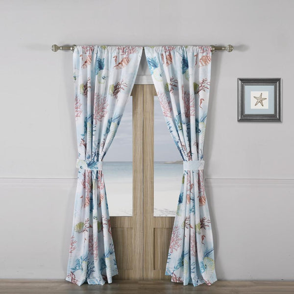 Barefoot Bungalow Sarasota Window Curtain Panel Pair With Tiebacks - 42x84", Mul
