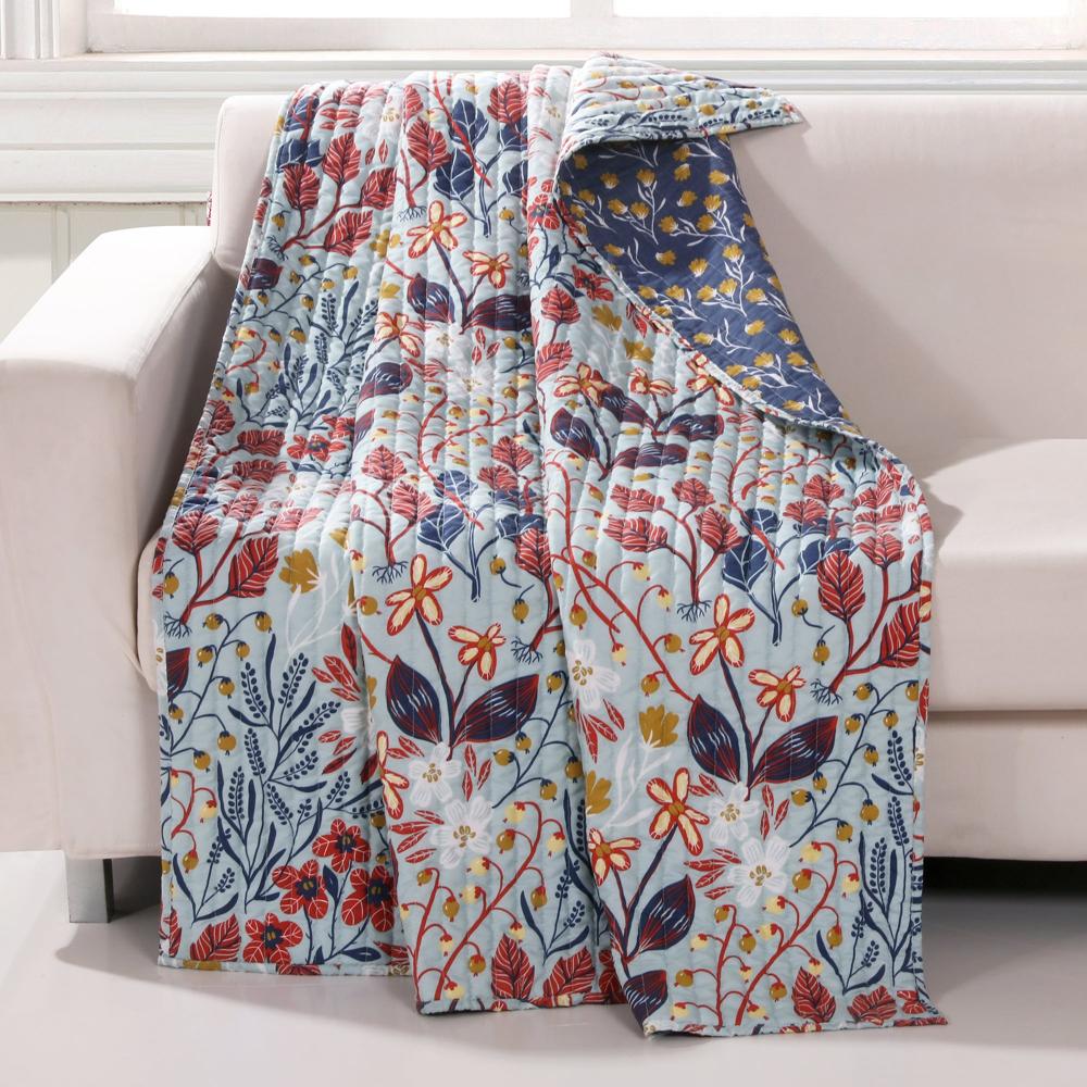 Barefoot Bungalow Perry Floral And Reversible Perfect Accessory Throw Blanket - 50x60", Multicolor