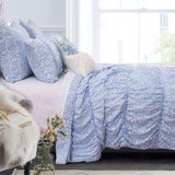 Greenland Home Fashion Helena Ruffle Quilt And Pillow Sham Set - Blue